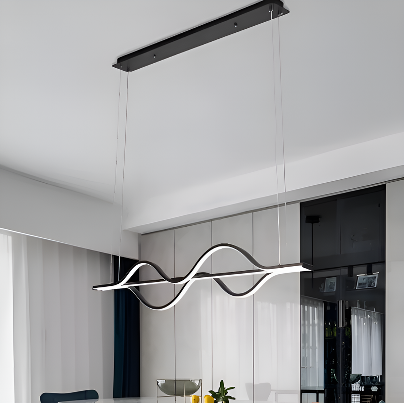 Люстра чорна підвісна хвиляста L-140 cm Led 80W Black Waves 250754-100005531