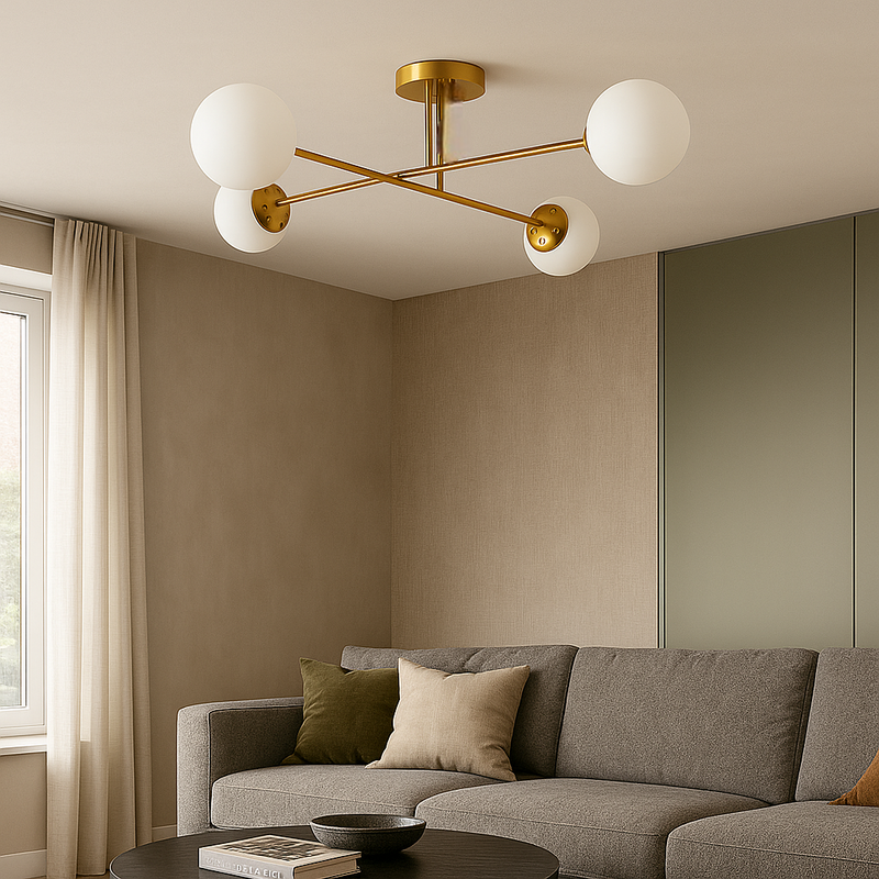 Люстра золота з білими плафонами L-73 cm H-25 cm E27*4 Gold Wendy 251118-100006508