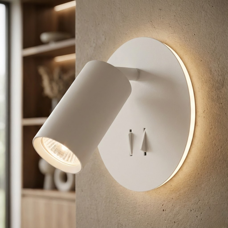 Настінний світильник білий з вимикачем на корпусі D-16 cm GU10 White Spot 251254-100006803