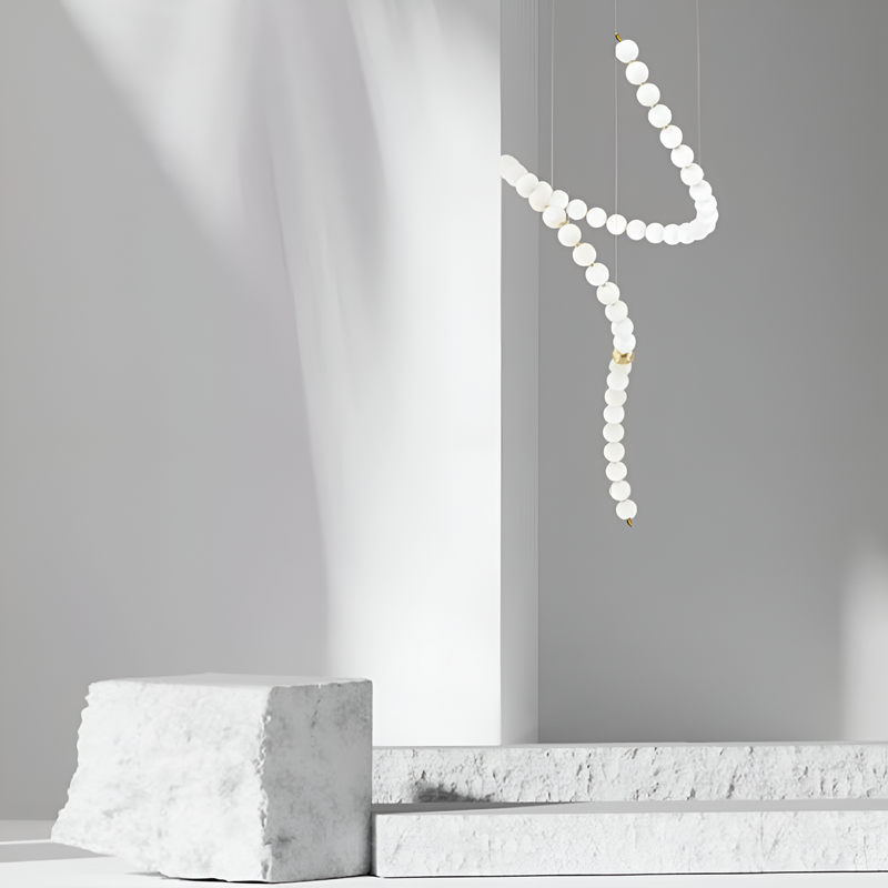 Підвісна люстра з білими перлинами L-400 cm Led 54W White Pearls 251018-100006376