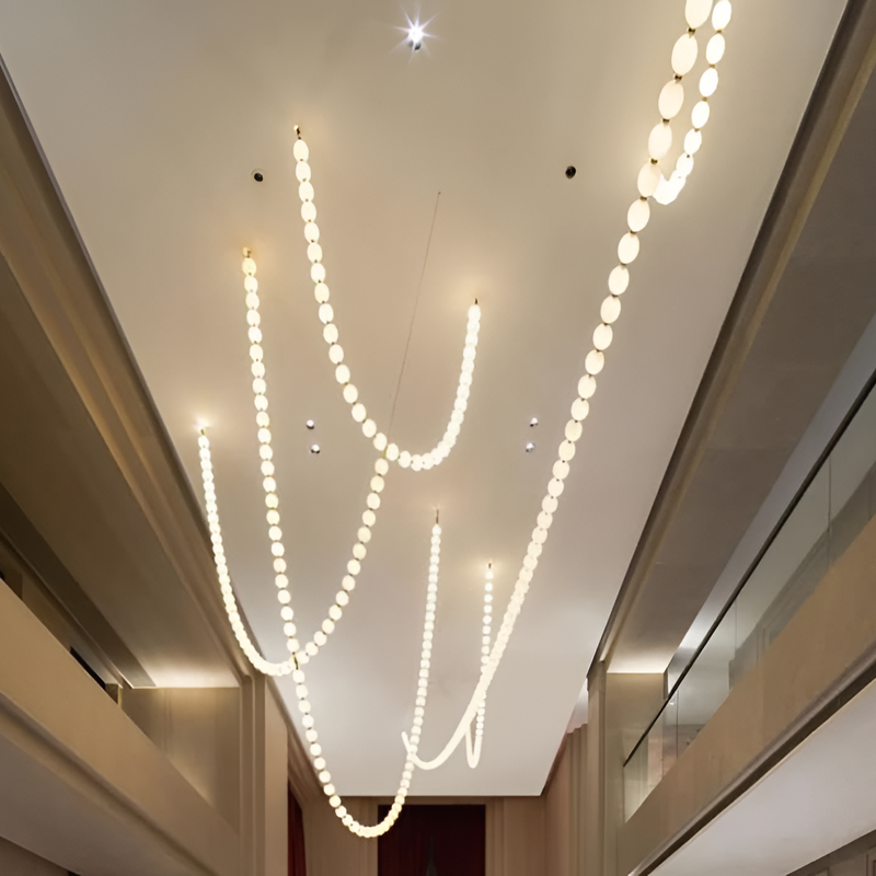 Підвісна люстра з білими перлинами L-270 cm Led 36W White Pearls 251018-100006378