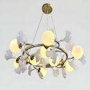 Підвісна люстра золота D-76 cm G9*9 Gold+White Flowers 260235-100007331