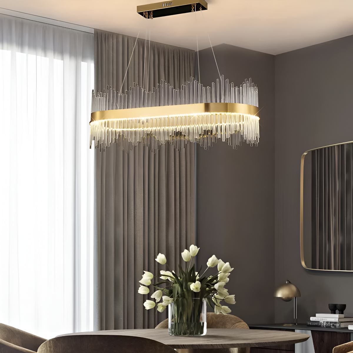 Підвісні люстри золоті Led 3000K 4500K 6000К Gold L-80 cm / L-100 cm Gold Curzon lamp 230318-100001456