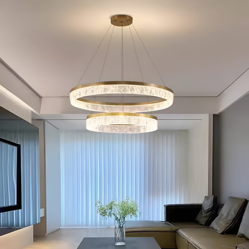 Люстра підвісна золота D-40+60cm Led 248W Gold Ice Circle 251119-100006710
