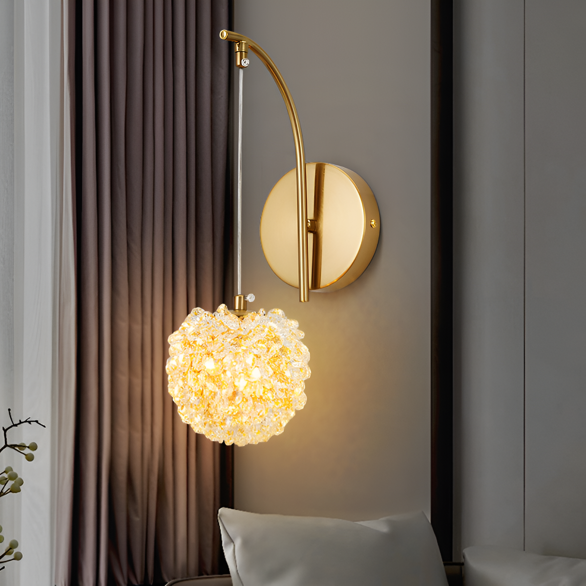 Настінний світильник золотий D-12 cm H-34 cm G9 Gold Luxury ball 260218-100007425