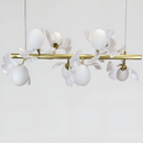 Підвісна люстра золота L-91 cm G9*8 Gold+White Flowers 260235-100007332