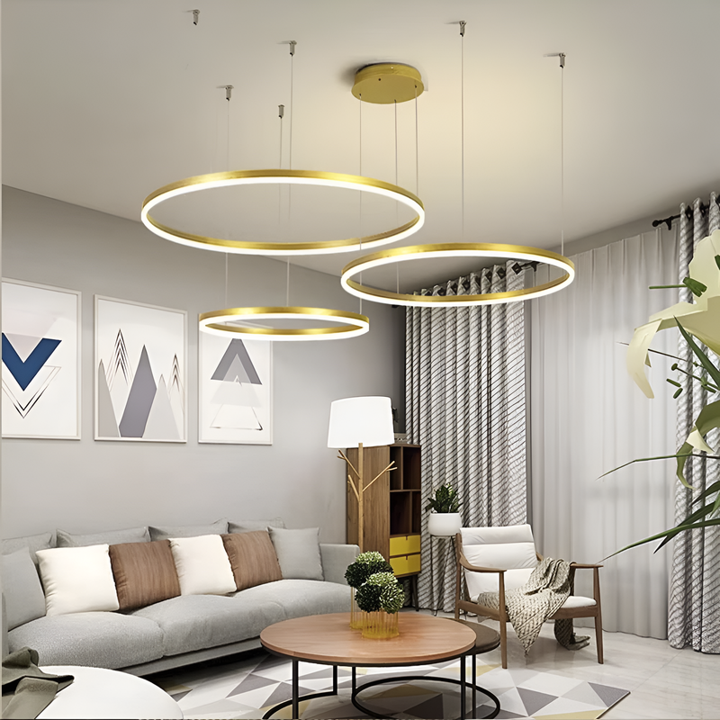 Підвісні люстри золота з кільцями у 3-х варіаціях Led Gold Circle Total rings 251018-100006314