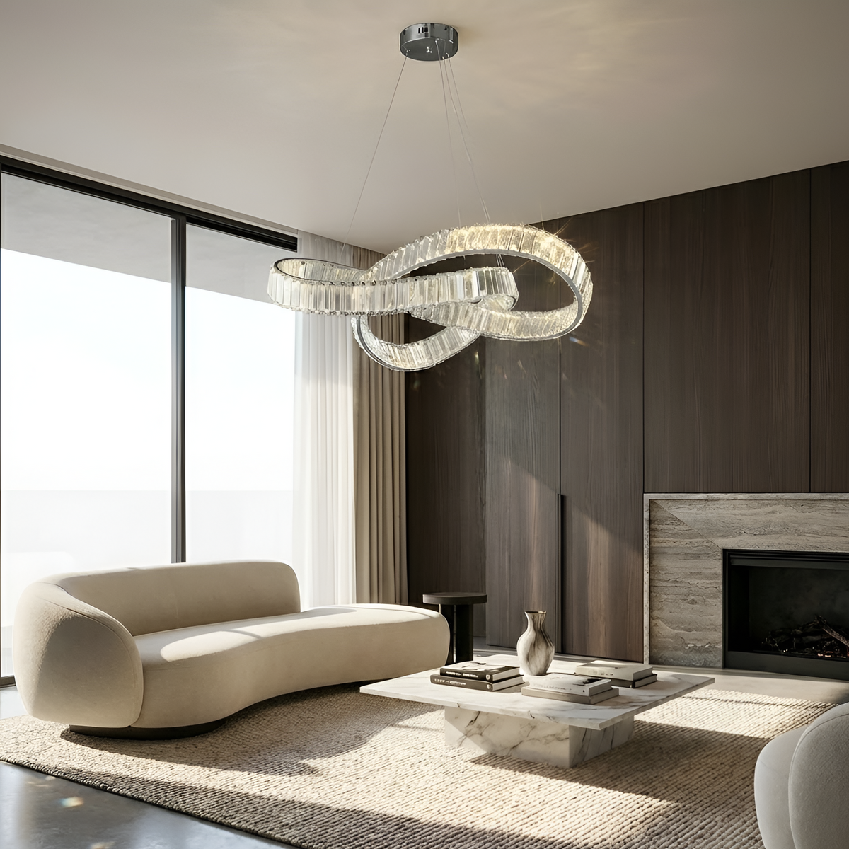 Підвісний світильник D-60 cm Led 64W 3000K 4000K 6000K Chrome Diamond Crystal 251222-100006810