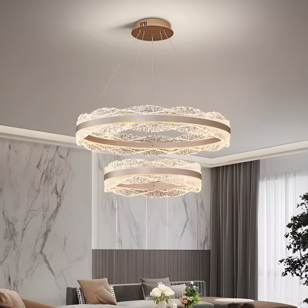 Підвісна подвійна люстра кавова D-40+60 cm Led Coffee Ice Glamour 251022-100006387