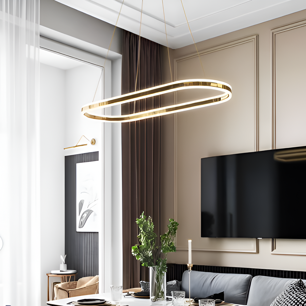 Підвісний світильник золотий L-100 cm Led 44W Gold Oval 251121-100006680
