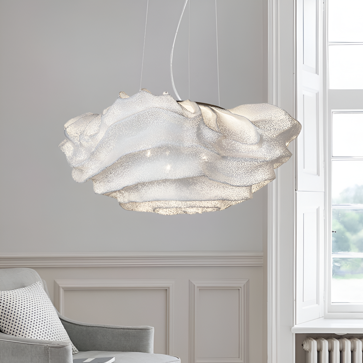 Підвісна люстра біла D-60 cm E27*5 White Flower 260122-100007282