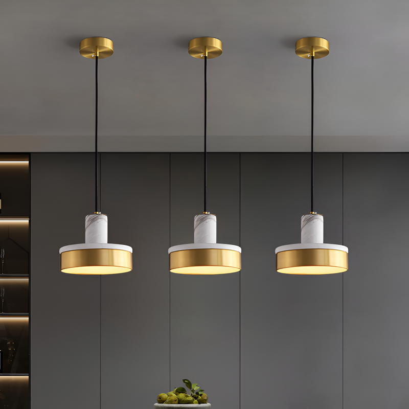 Підвісний світильник D-20 cm Led 18W 4000K White+Gold Marble with gold 251117-100006526