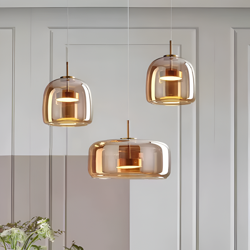 Підвісний світильник бурштиновий D-23 cm Led 9W Amber+Gold Jube 251231-100006775