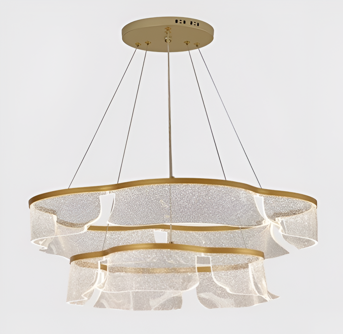 Підвісна подвійна люстра золота світлодіодна D-60+40 cm Led 73W Gold Jellyfish 251035-100006394