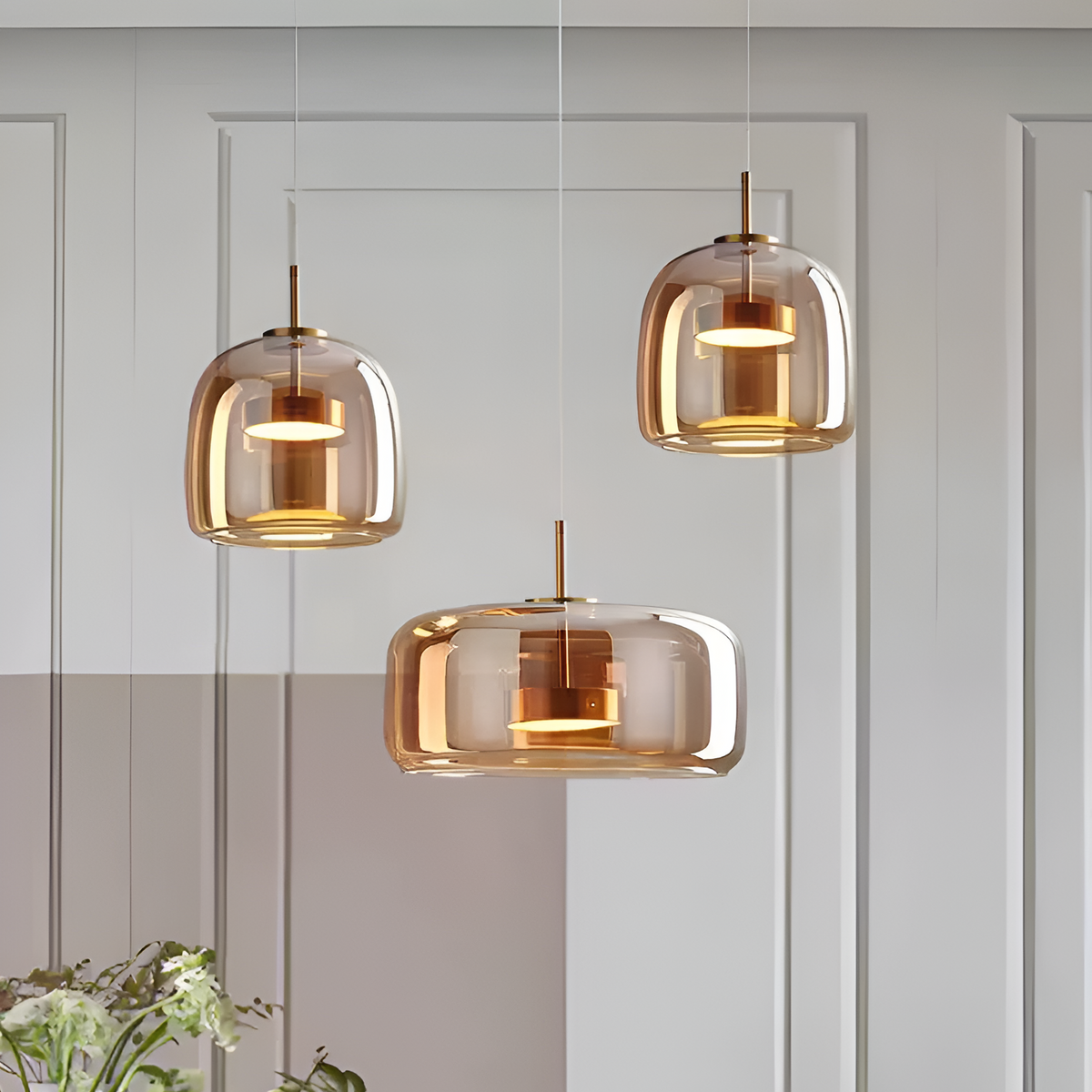 Підвісний світильник бурштиновий D-33 cm Led 9W Amber+Gold Jube 251131-100006753