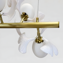 Підвісна люстра золота L-91 cm G9*8 Gold+White Flowers 260235-100007332