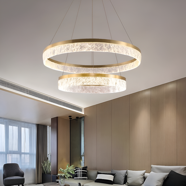 Люстра підвісна золота D-40+60cm Led 248W Gold Ice Circle 251119-100006710