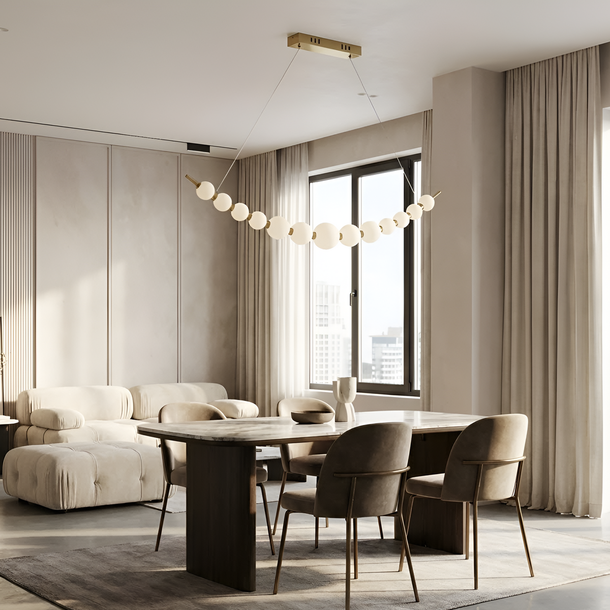 Підвісна люстра L-110 cm Led 14W White+Gold Pearls 251218-100006845