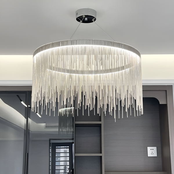 Підвісна люстра срібна з ланцюжків D-60 cm Led 20W Silver Chain 251231-100006786