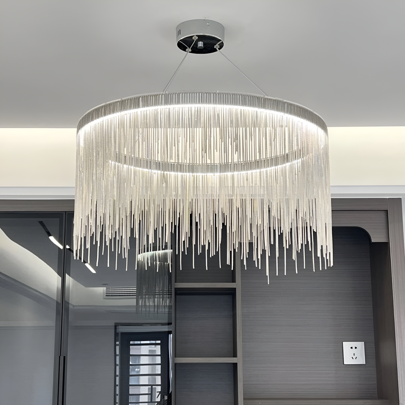 Підвісна люстра срібна з ланцюжків D-60 cm Led 20W Silver Chain 251231-100006786