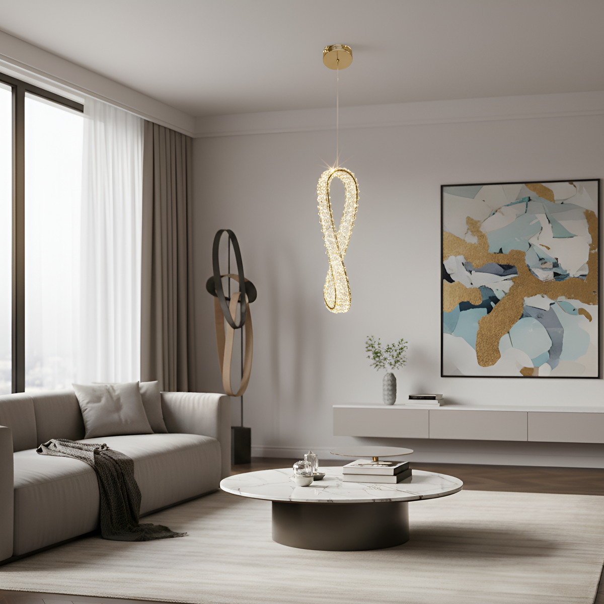 Підвісний світильник золотий L-45 cm Led 3000K-6000K Gold Crystal diamond 260288-100007477