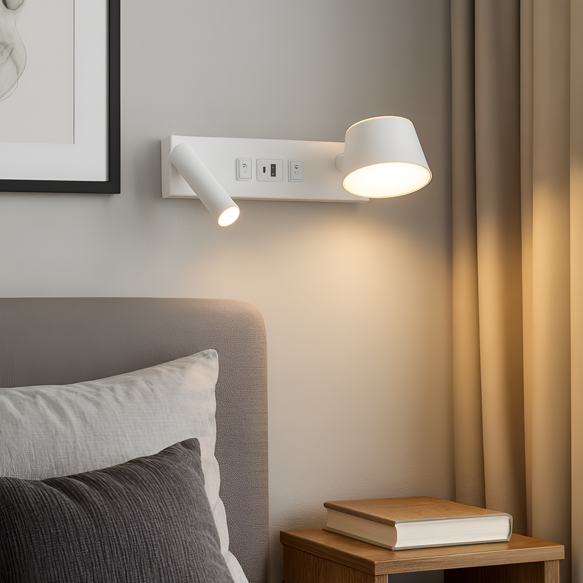 Настінний світильник білий з вимикачем та USB L-29.5 cm Led 10W 4200K White Tenn 251274-100006985