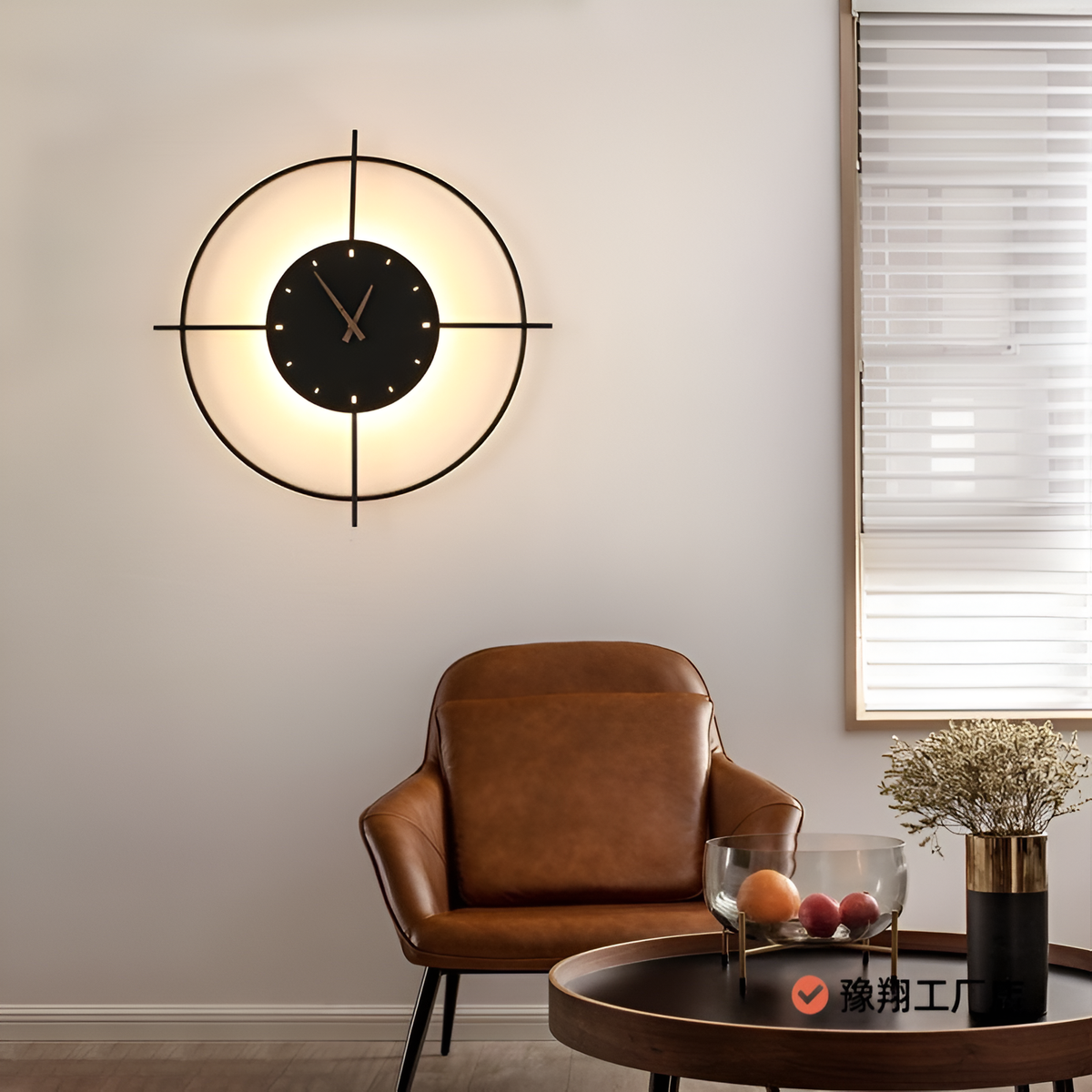 Настінний світильник годинник D-50.5 cm Led 6.5W 4000K Black+Gold Clock 260235-100007339