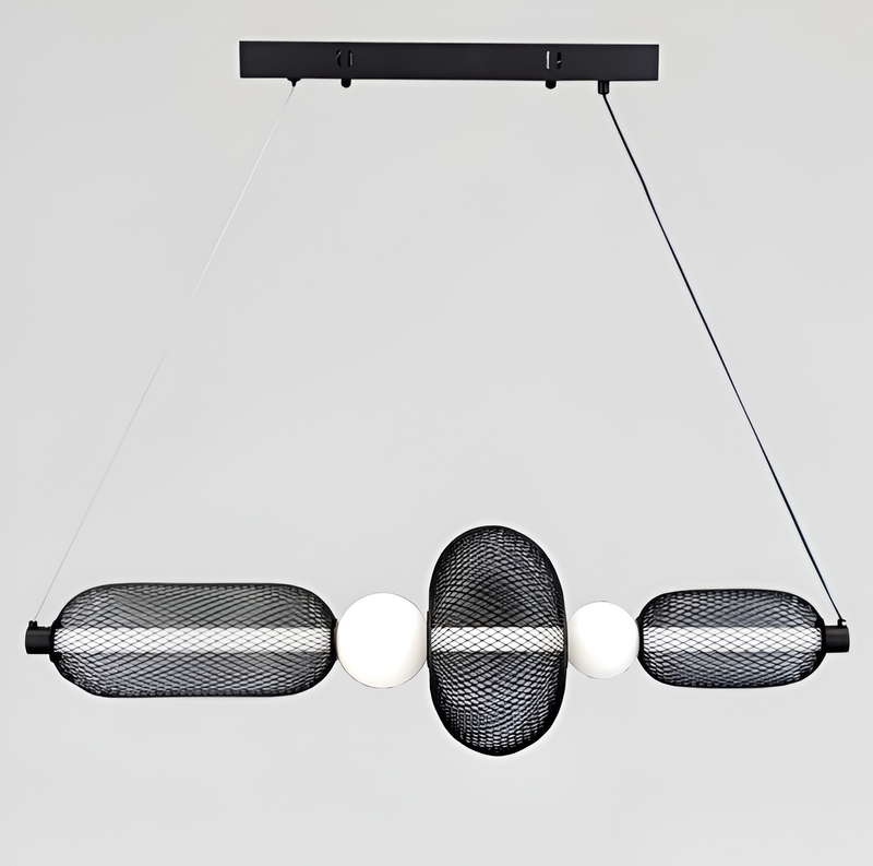 Підвісна люстра L-88 cm Led 23W 3000-6000K Black+White Mesh 251135-100006609