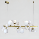 Підвісна люстра золота L-91 cm G9*8 Gold+White Flowers 260235-100007332