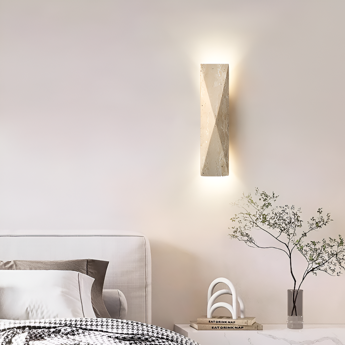 Настінний світильник з травертину H-31 cm G9*2 Beige Travertine 260118-100007207