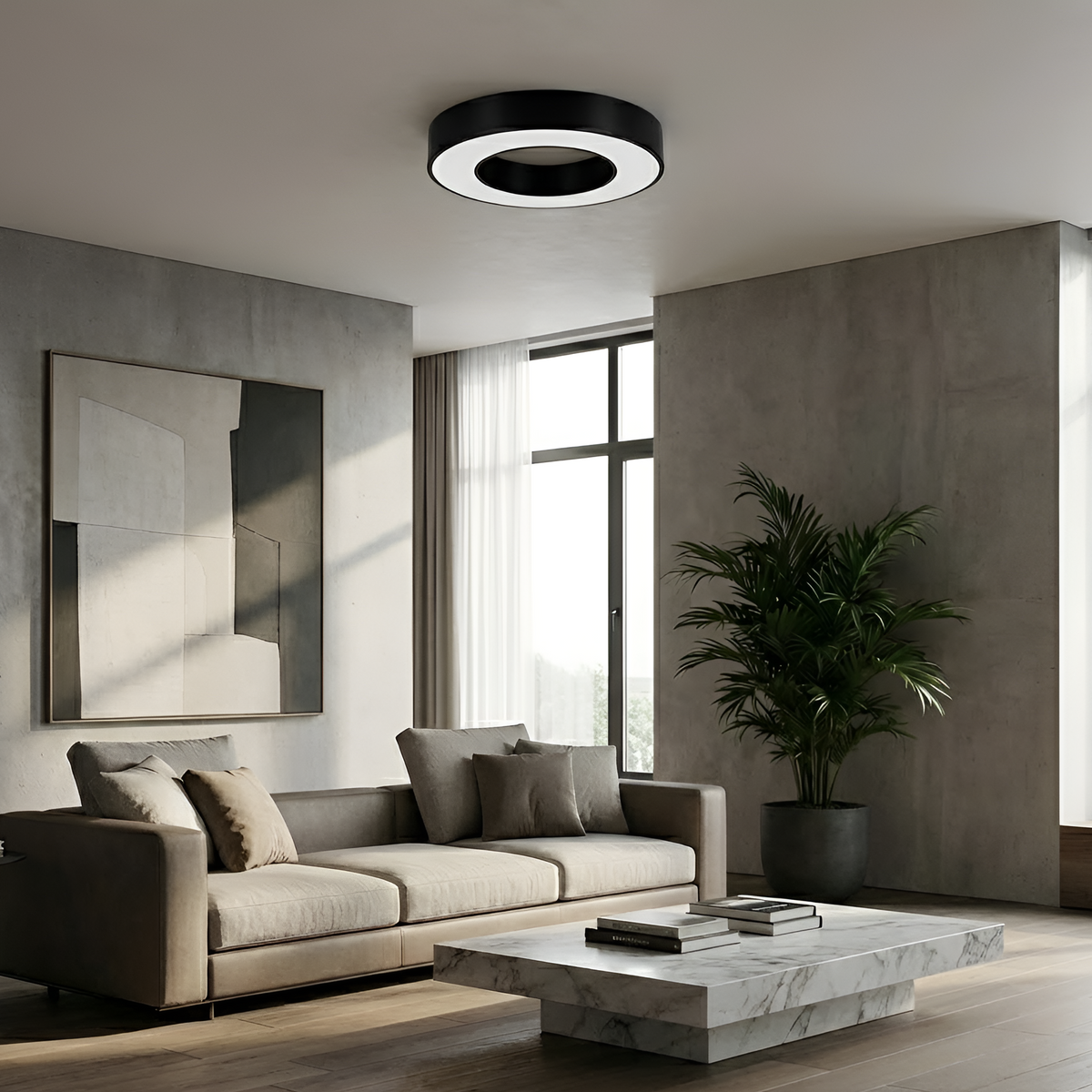 Стельва люстра чорна кругла D-50 cm Led 80W 3000K-6000K Black Bagel 251118-100006750