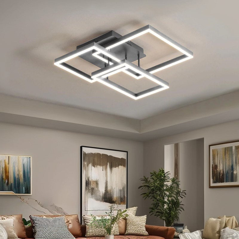 Люстра стельова з пультом Squares and rectangle L-73 Led 120W 3000K-6000K Silver / Gold / Coffee / White 240419-100003235