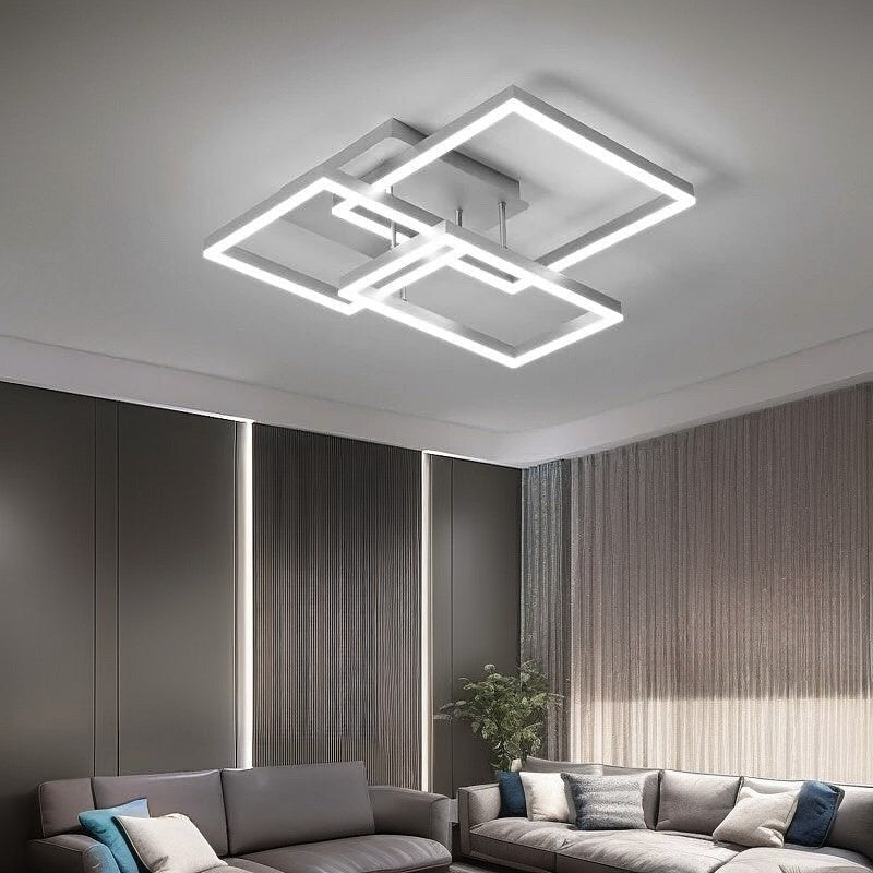 Люстра стельова з пультом Squares and rectangle L-73 Led 120W 3000K-6000K Silver / Gold / Coffee / White 240419-100003235