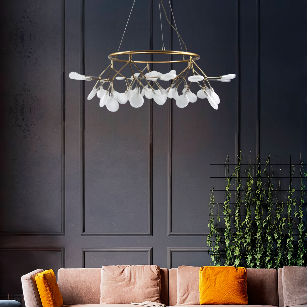 Люстра золота підвісна Білі пелюстки Petals D-110 cm G4х45 Gold + White Petals 250418-100004424