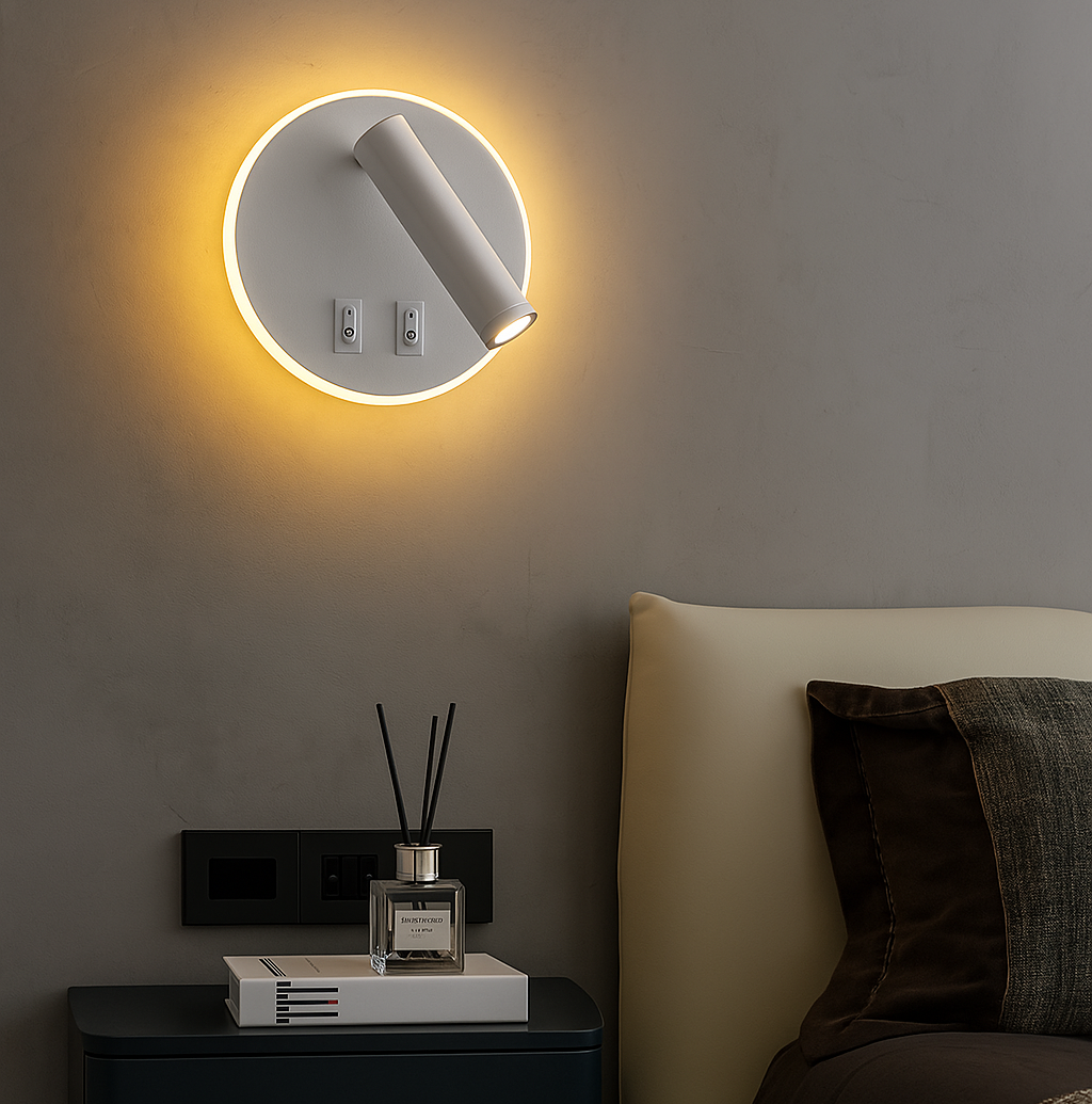 Бра з вимикачем на корпусі Bun Circle 10W D-14 cm 4000K  White 250476-100004340