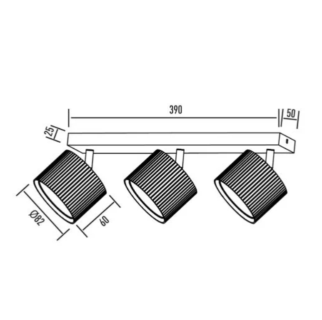Стельовий світильник накладний поворотний чорний потрійний L-39 cm Led GX53 Black Gofre 251092-100006366