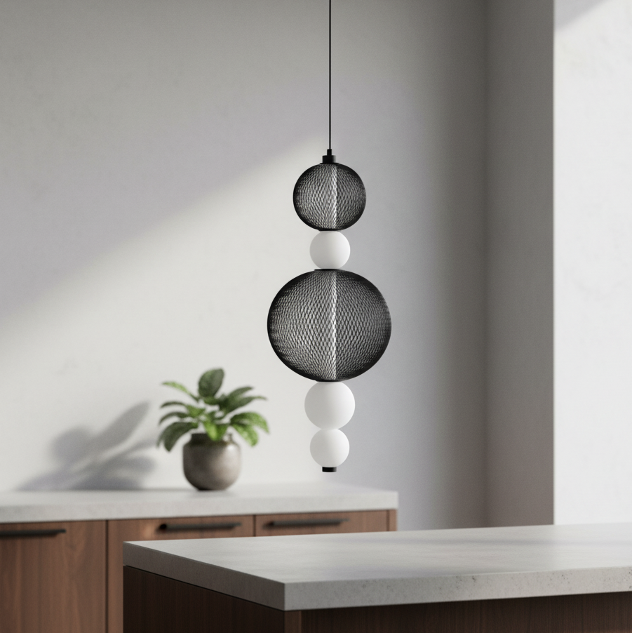 Підвісний світильник H-60 cm Led 17W 3000-6000K Black+White Mesh 251135-100006608