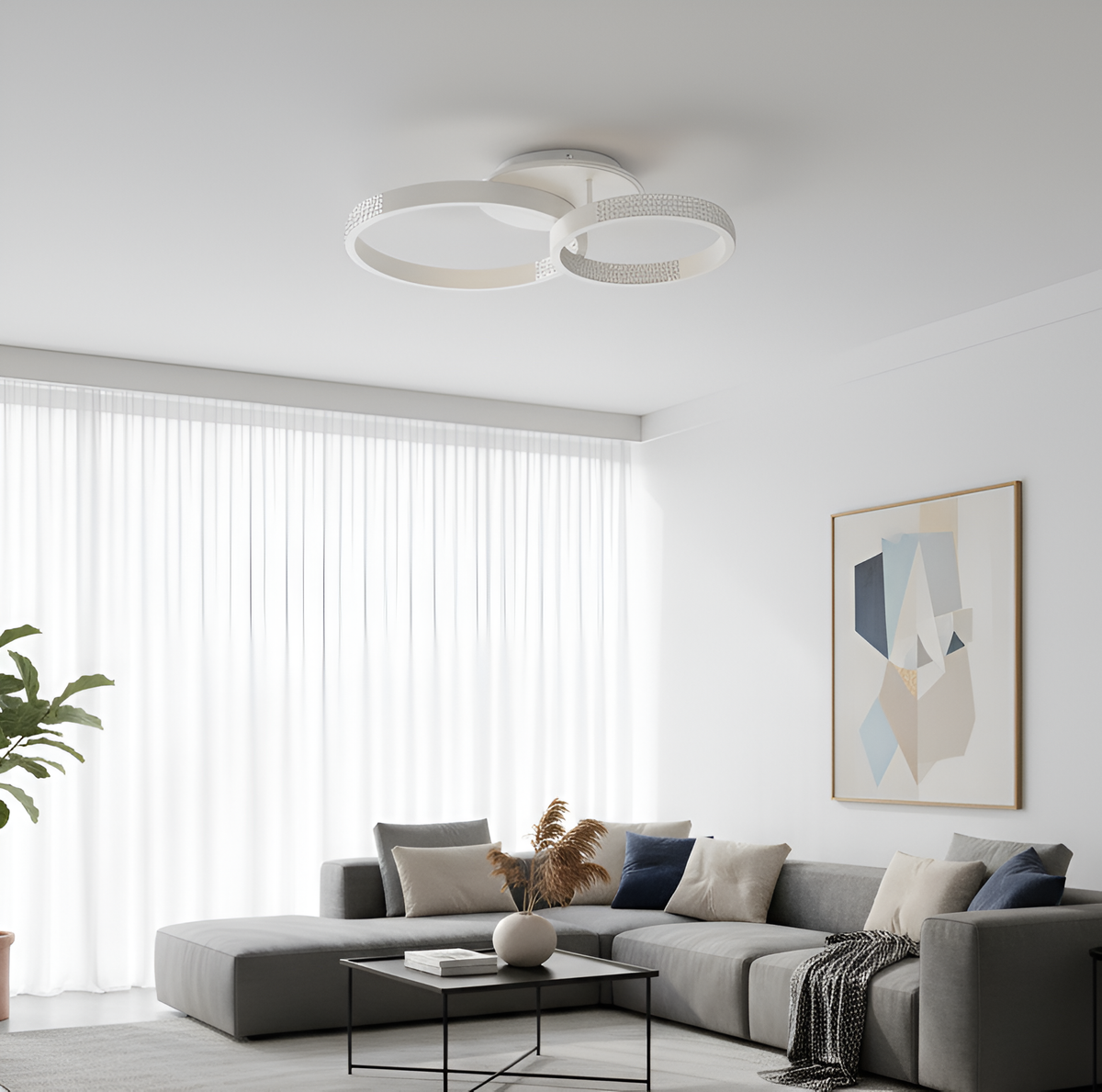 Стельова люстра біла з пультом L-60 cm H-11 cm Led 80W 3000-6000K White Arka lamp 251174-100006650