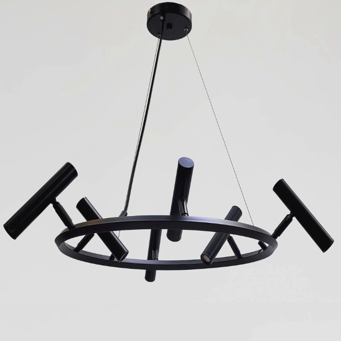 Підвісна люстра чорна зі спотами D-78 cm Led 4000K Black Track Light 251135-100006687