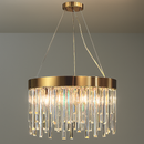 Підвісна золота кругла люстра з кришталевим плафоном Корона D-60 cm E14х9 Gold Crystal Crown 250735-100005558