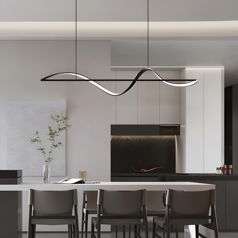 Люстра чорна хвиляста хвиля L-100 см до кухні 44W 3200K-4100K-6000K Black Waves CREEM LED LAMP 231142-100002814