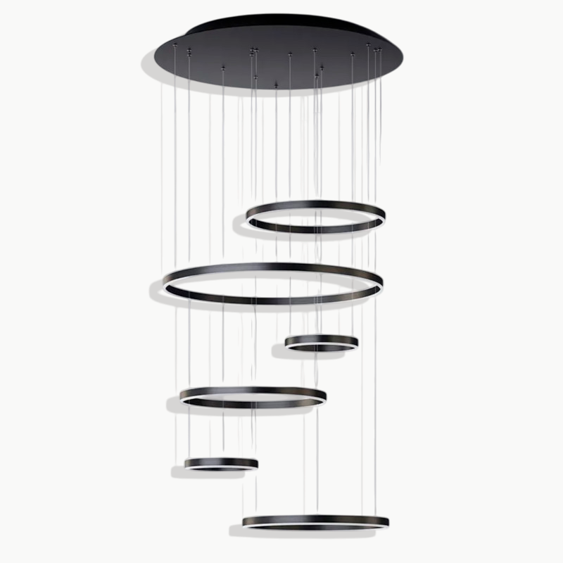 Люстра на 6 кілець Kukho Rimy 3000K-6500K 180W Black 250419-100004425