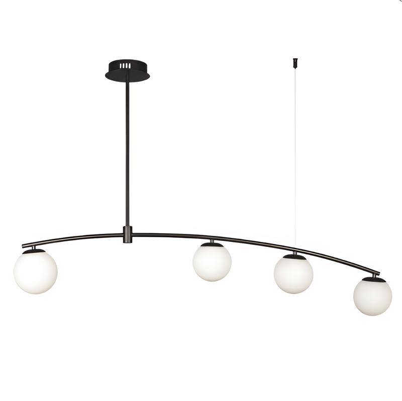Торшер чорний з білими плафонами L-125 cm E27*4 Black+White Bollo 250731-100005467