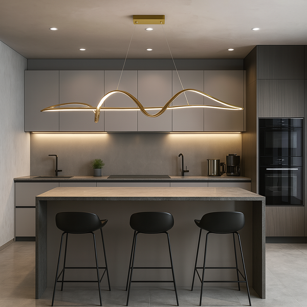 Люстра підвісна золота світлодіодна Хвиля L-120cm Led 22W French Gold Wave 250718-100005683