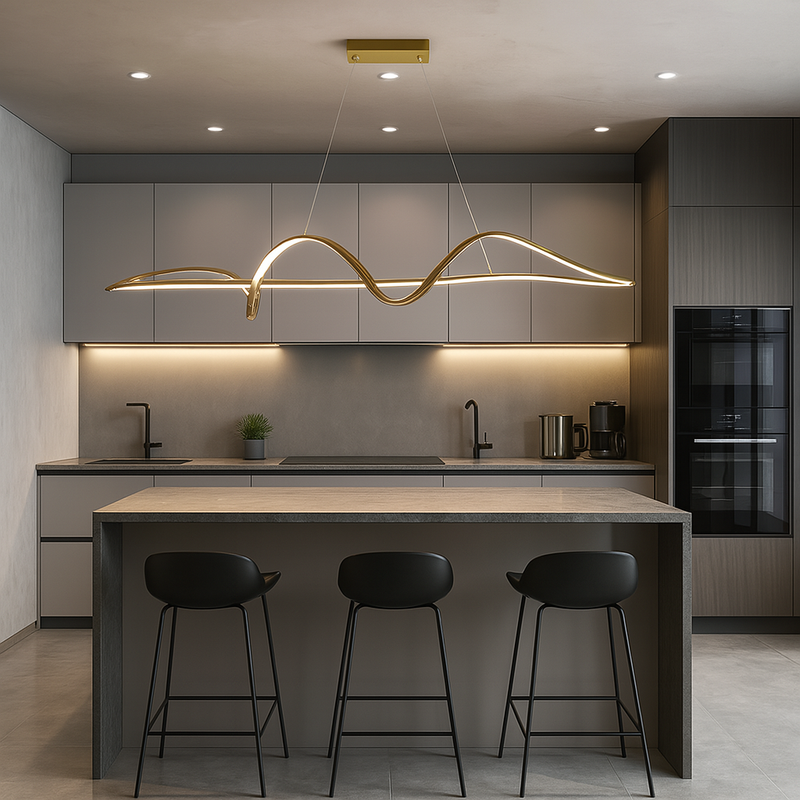 Люстра підвісна золота світлодіодна Хвиля L-120cm Led 22W French Gold Wave 250718-100005683