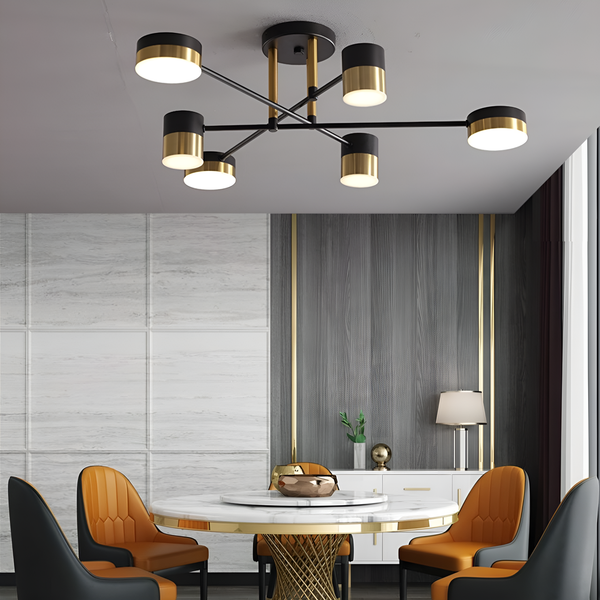Люстра чорна з золотом на 6 LED ламп 60W Gold + Black Satellite 231152-100002779
