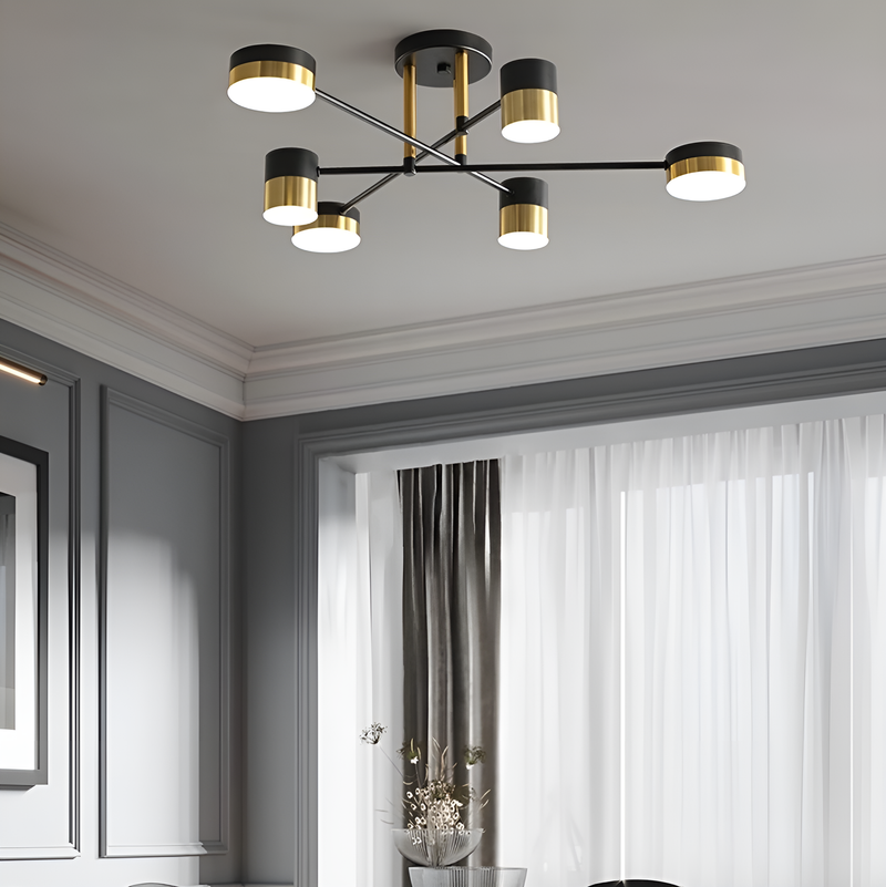 Люстра чорна з золотом на 6 LED ламп 60W Gold + Black Satellite 231152-100002779