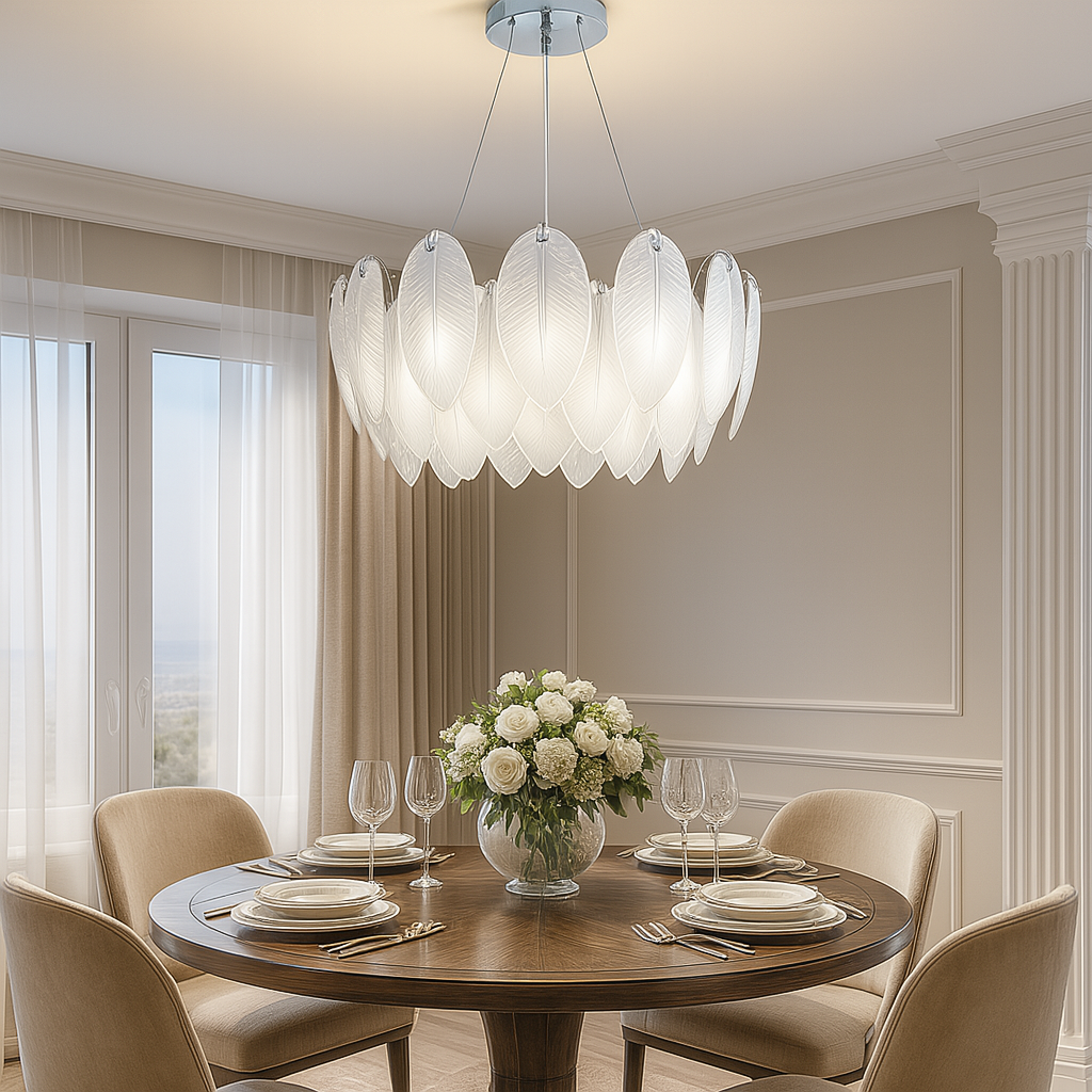 Підвісні люстри срібні D-40 cm / D-60 cm E14 Chrome Feathers gloss lamp 230335-100001482