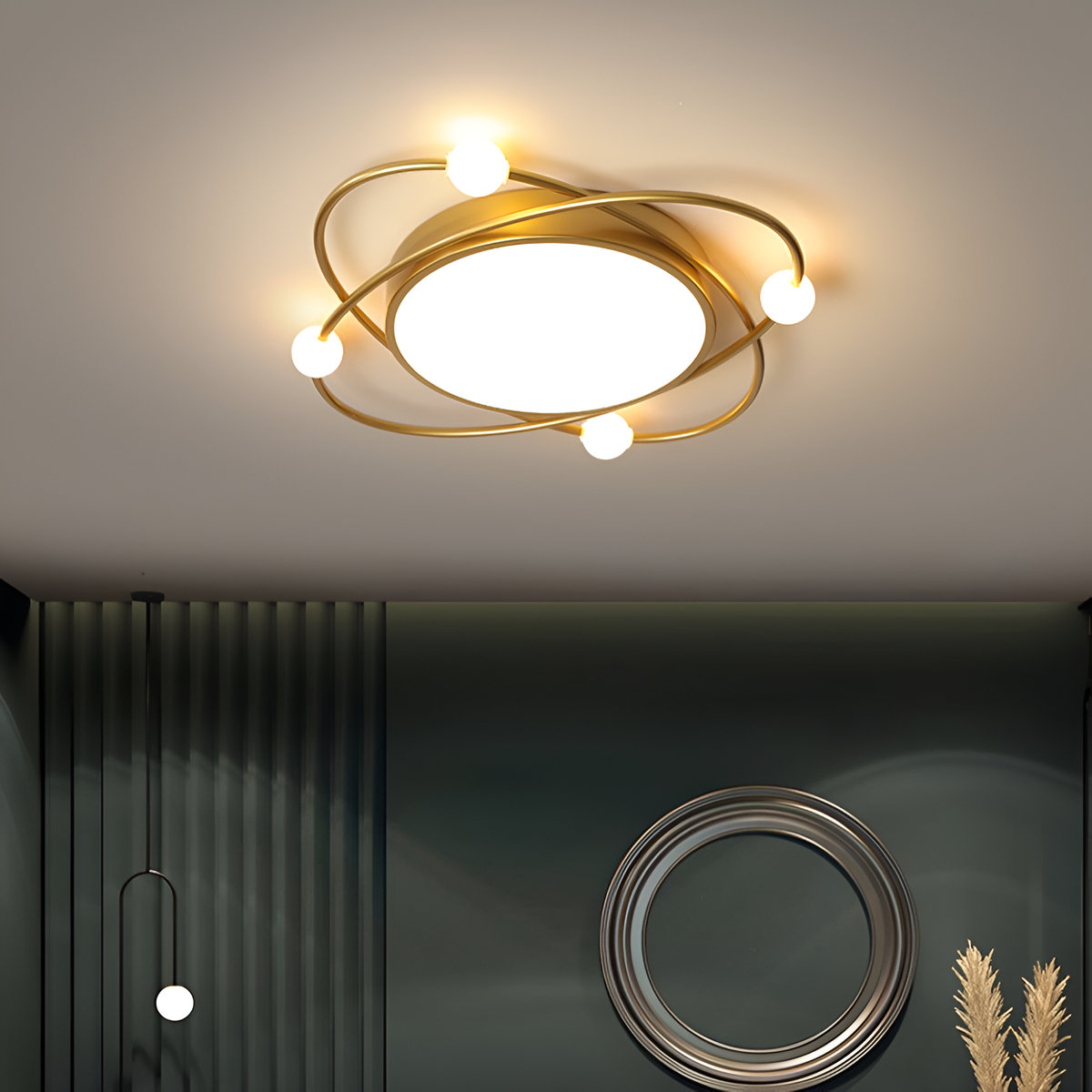 Стельова люстра світильник золота / чорна кругла D-40/D-50 cm Black/Gold Ceiling Orbital 230858-100002434