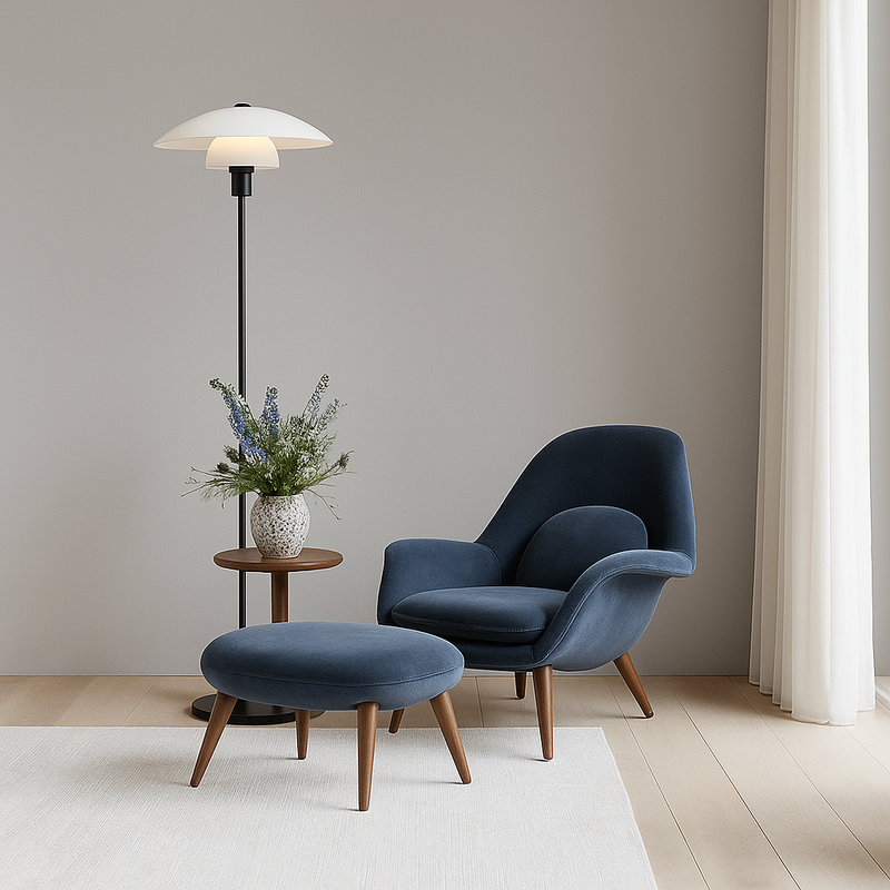 Торшер чорний з білим матовим плафоном Мінімал H-150 cm E27 Black+White Minimal 25079-100005488